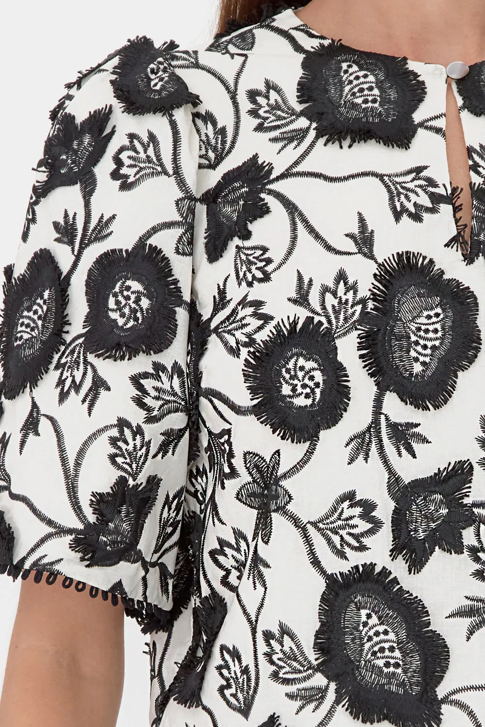 Darby 3D Embroidered Scalloped Hem Blouse sold by Adelyn Rae product image thumbnail 3