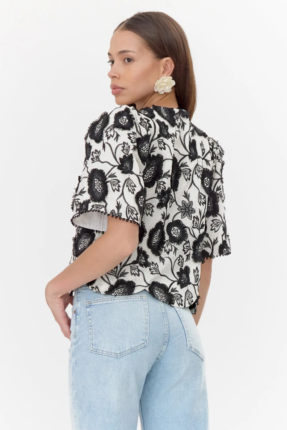 Darby 3D Embroidered Scalloped Hem Blouse sold by Adelyn Rae product image thumbnail 2