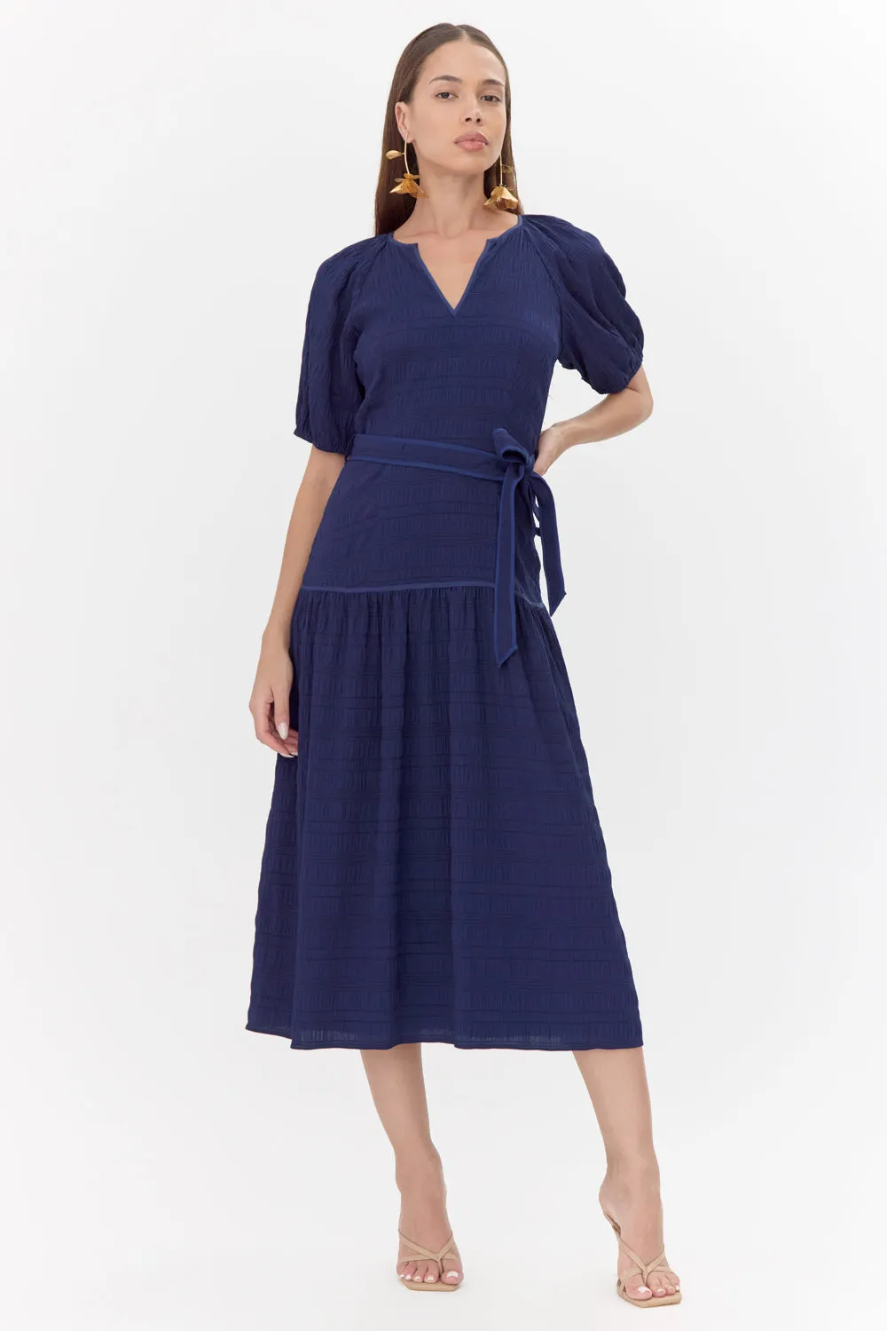 Dana Drop Waist Belted Midi Dress sold by Adelyn Rae