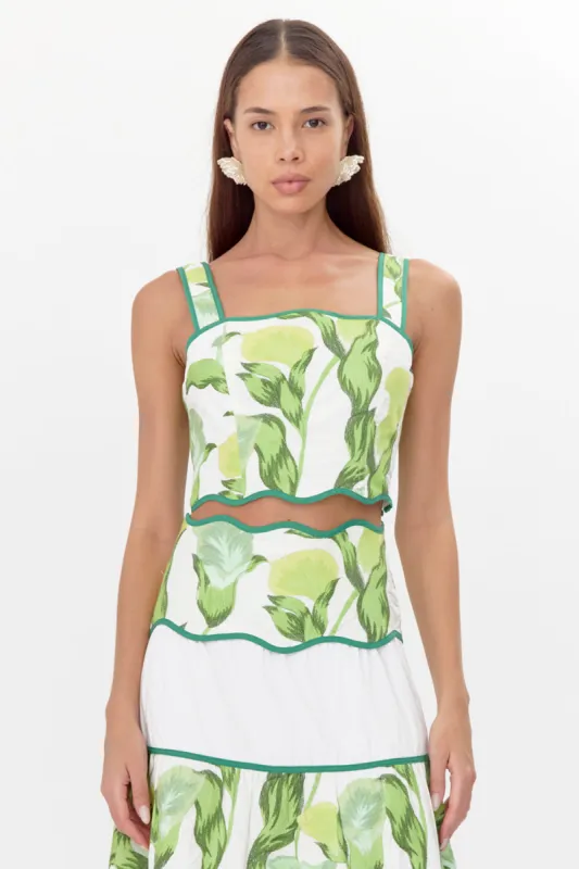 Daphne Embroidered Scalloped Trim Crop Top sold by Adelyn Rae