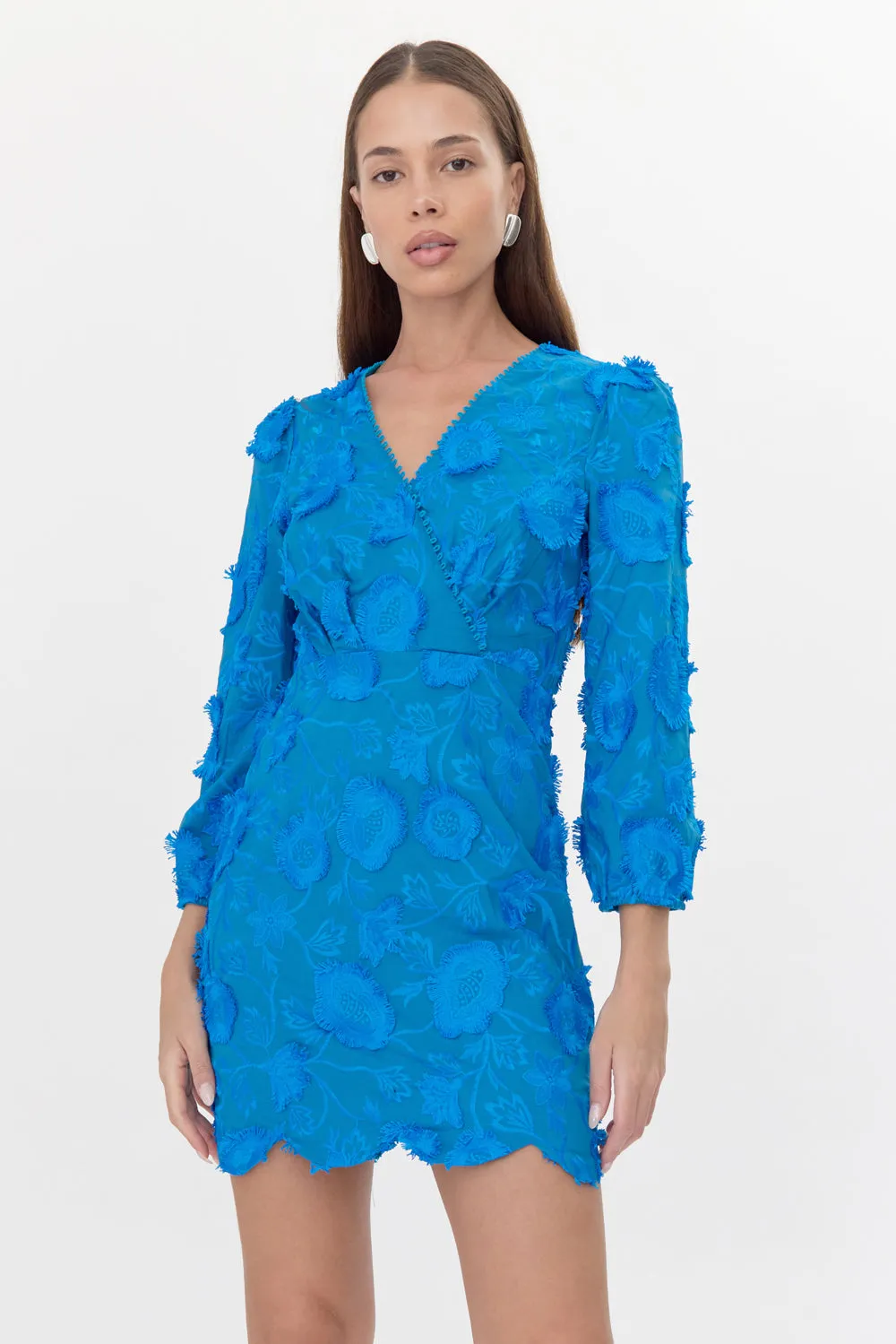 Danica 3D Embroidered Scalloped Mini Dress sold by Adelyn Rae