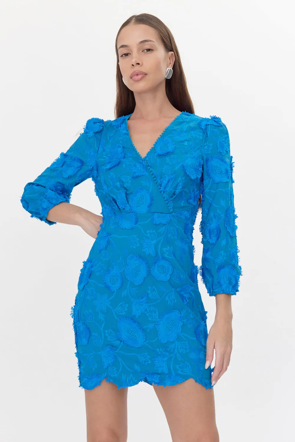Danica 3D Embroidered Scalloped Mini Dress sold by Adelyn Rae product image thumbnail 2