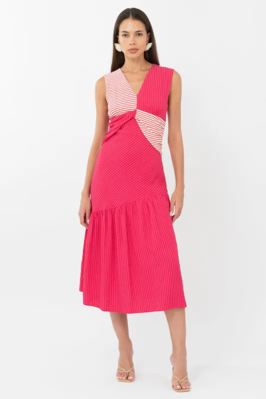 Desi Textured Colorblock Striped Midi Dress sold by Adelyn Rae