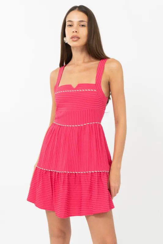 Whitney Textured Striped Square Neck Mini Dress sold by Adelyn Rae