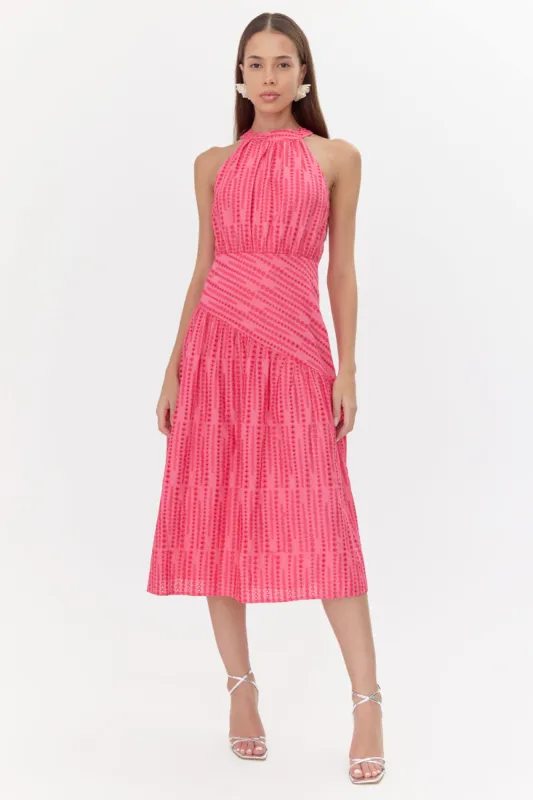 Sophie Cotton Embroidered Halter Midi Dress sold by Adelyn Rae