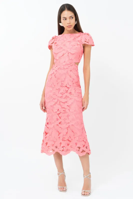 Portia 3D Lace Cap Sleeve Midi Dress sold by Adelyn Rae
