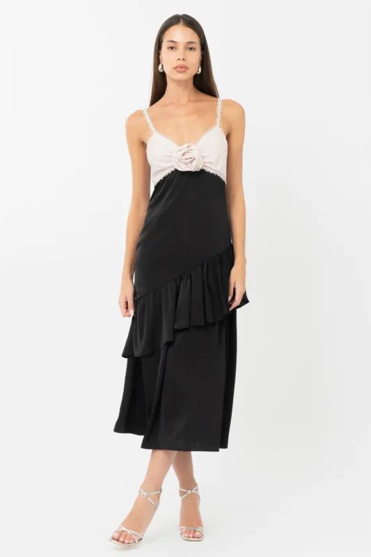 Zadie Asymmetrical Ruffle Midi Dress made by Adelyn Rae