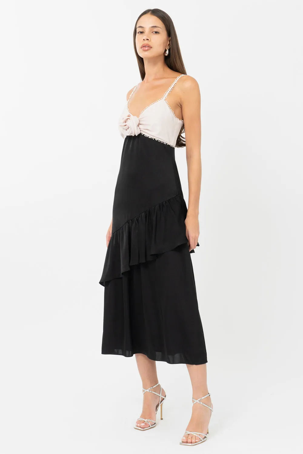 Zadie Asymmetrical Ruffle Midi Dress sold by Adelyn Rae product image thumbnail 3