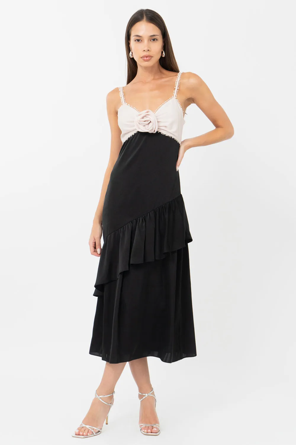 Zadie Asymmetrical Ruffle Midi Dress sold by Adelyn Rae product image thumbnail 2