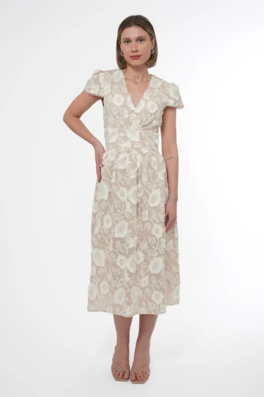 Nori 3D Embroidered Midi Dress sold by Adelyn Rae