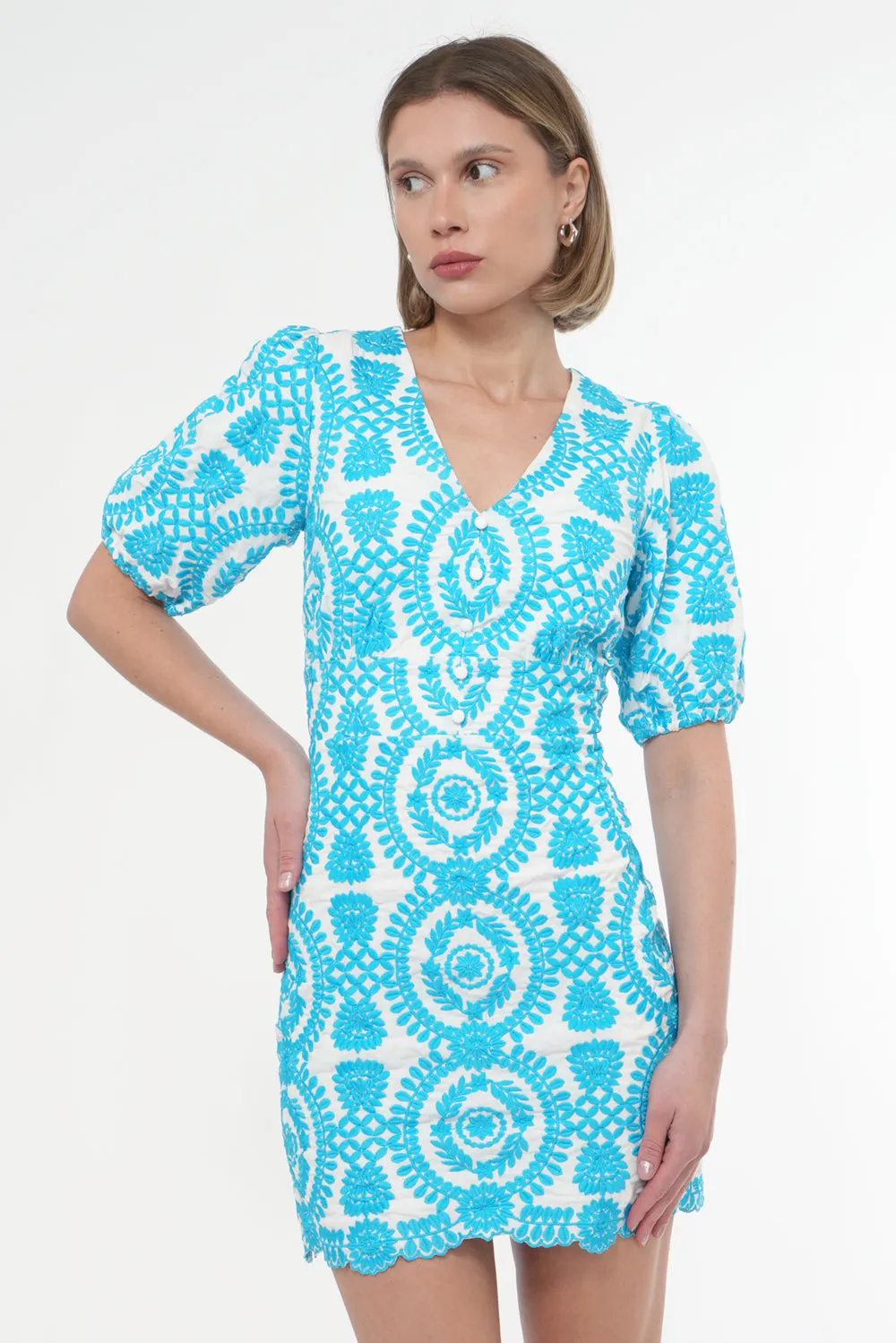 Rosemary Cotton Eyelet Embroidered Mini Dress sold by Adelyn Rae product image thumbnail 2