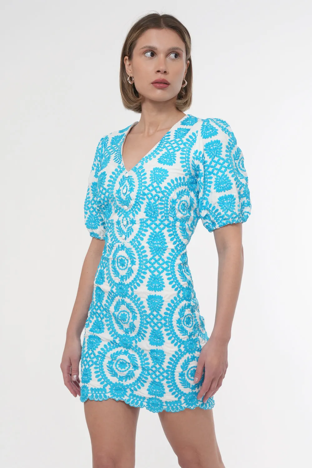 Rosemary Cotton Eyelet Embroidered Mini Dress sold by Adelyn Rae