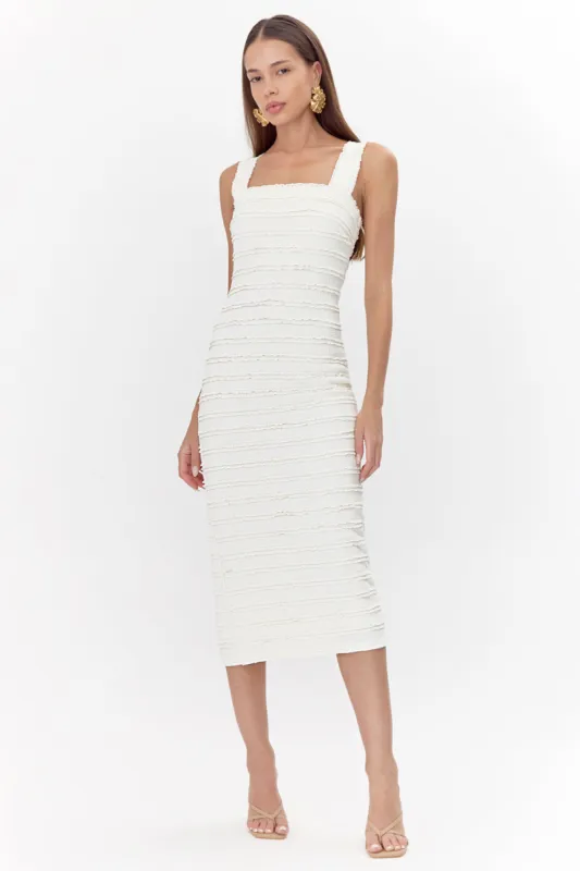 Lara Textured Lace Trim Midi Dress sold by Adelyn Rae