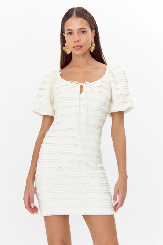 Aina Textured Lace Trim Mini Dress sold by Adelyn Rae