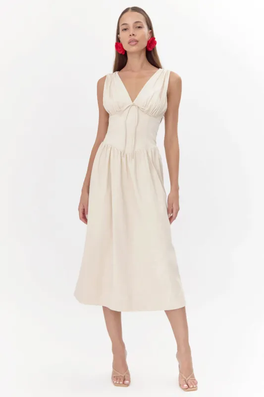 Penelope Faux Corset Midi Dress sold by Adelyn Rae