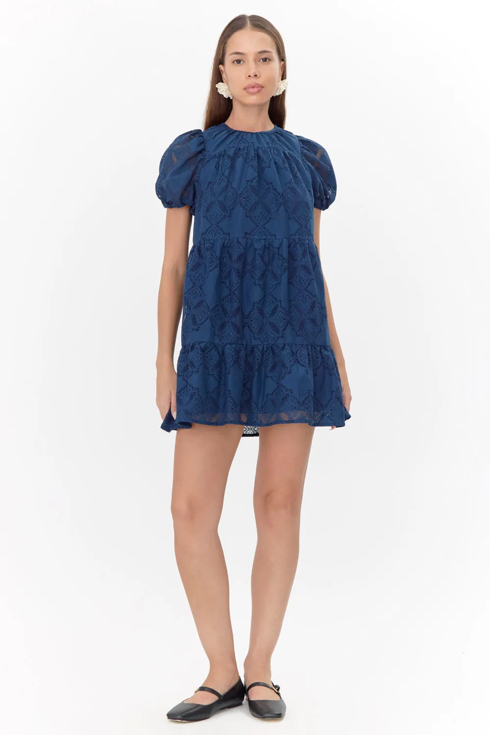 Bessie Embroidered Tie Back Tiered Mini Dress sold by Adelyn Rae product image thumbnail 3