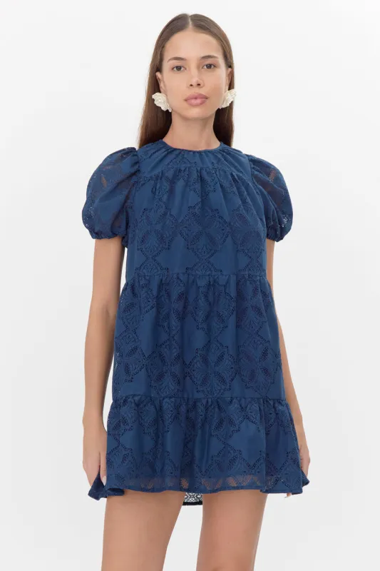 Bessie Embroidered Tie Back Tiered Mini Dress sold by Adelyn Rae