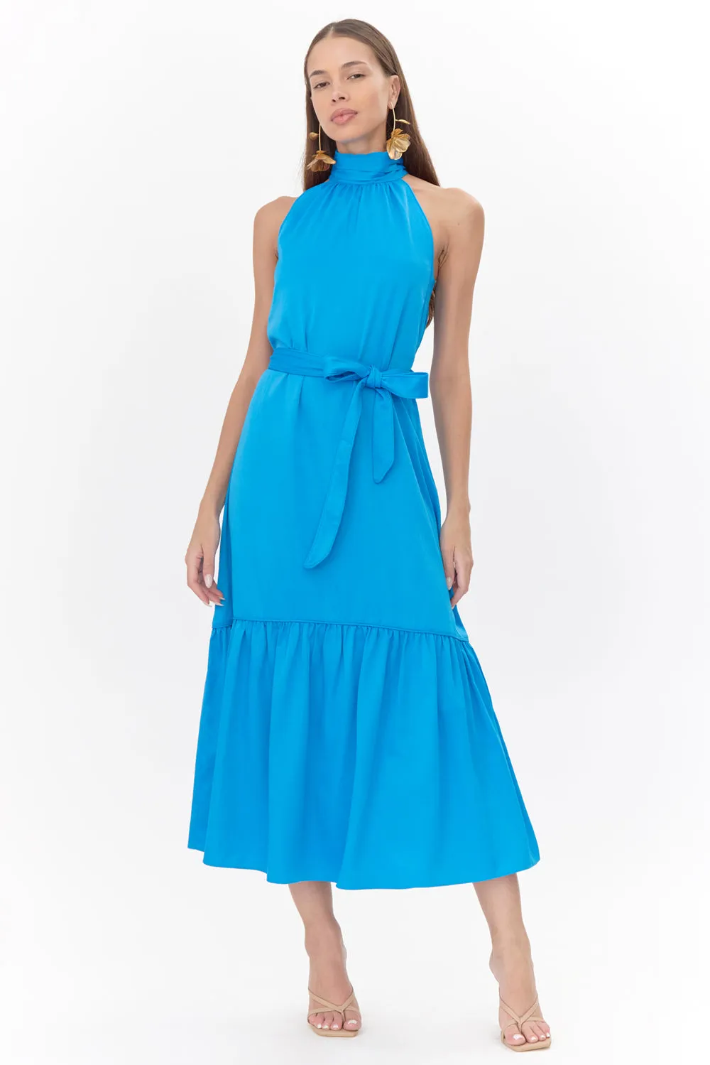 Melia Halter Textured Midi Dress sold by Adelyn Rae