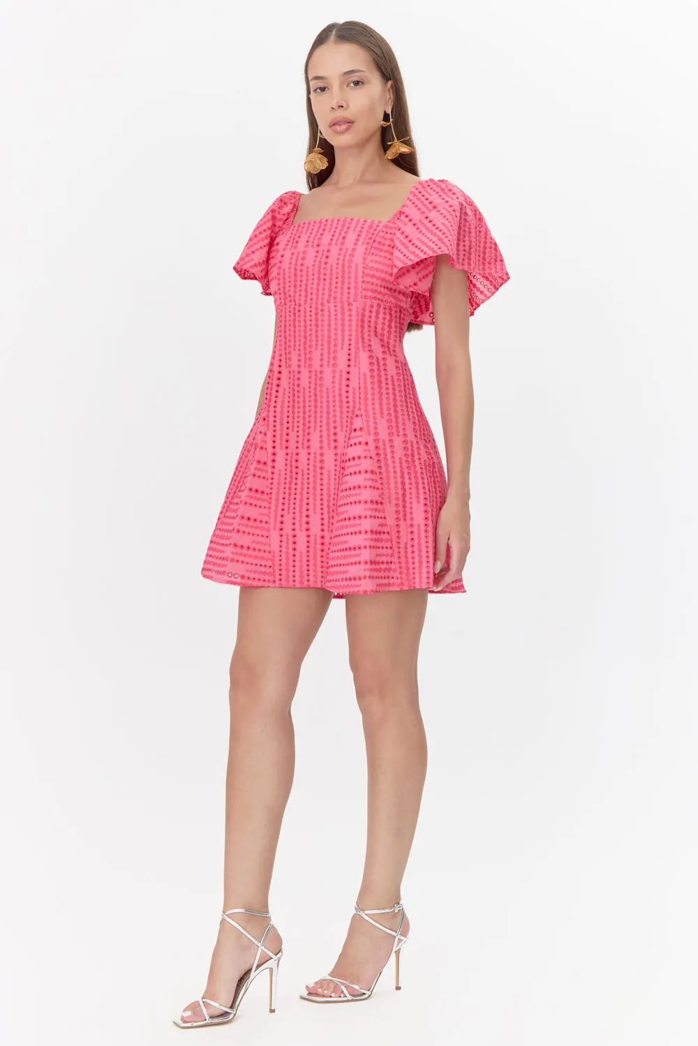 Genevieve Cotton Embroidered Flutter Sleeve Mini Dress sold by Adelyn Rae product image thumbnail 5