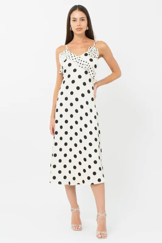Sloane Polka Dot Rosette Midi Dress sold by Adelyn Rae
