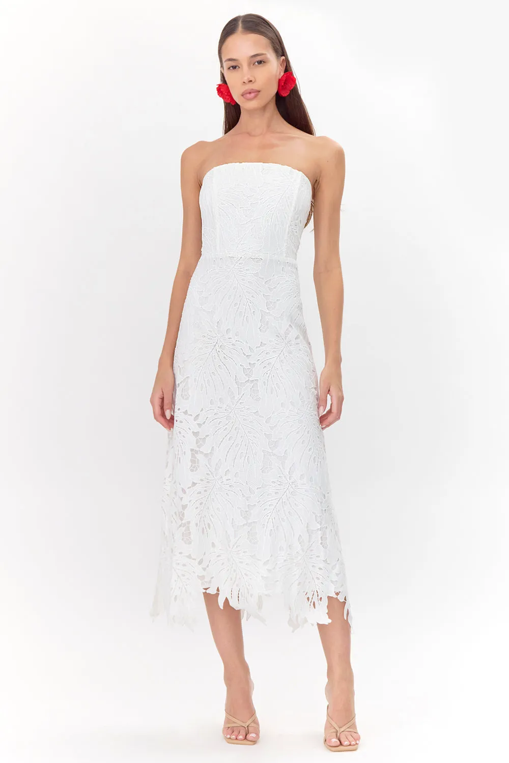 Jessika 3D Lace Scalloped Midi Dress sold by Adelyn Rae