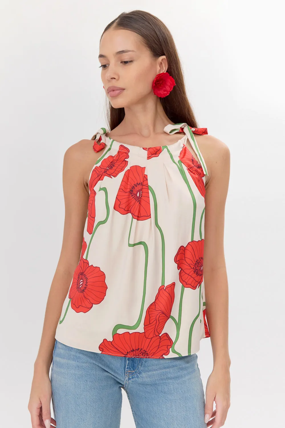 Anaia Abstract Rose Print Side Tie Top sold by Adelyn Rae product image thumbnail 2