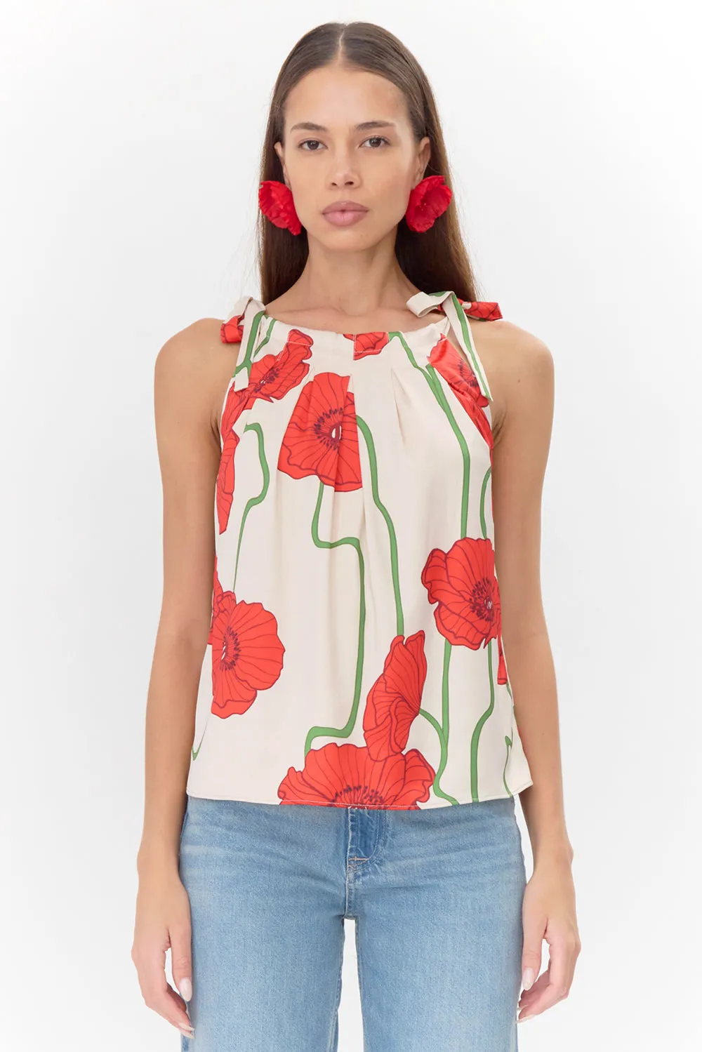 Anaia Abstract Rose Print Side Tie Top sold by Adelyn Rae