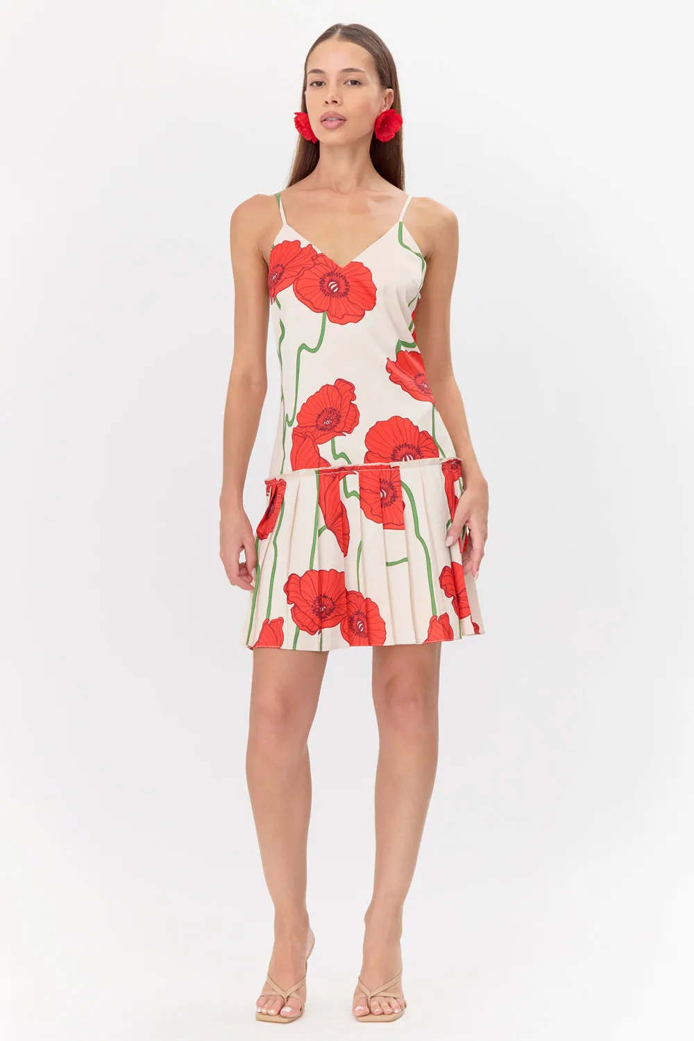 Camila Abstract Rose Print Pleated Mini Dress sold by Adelyn Rae product image thumbnail 4