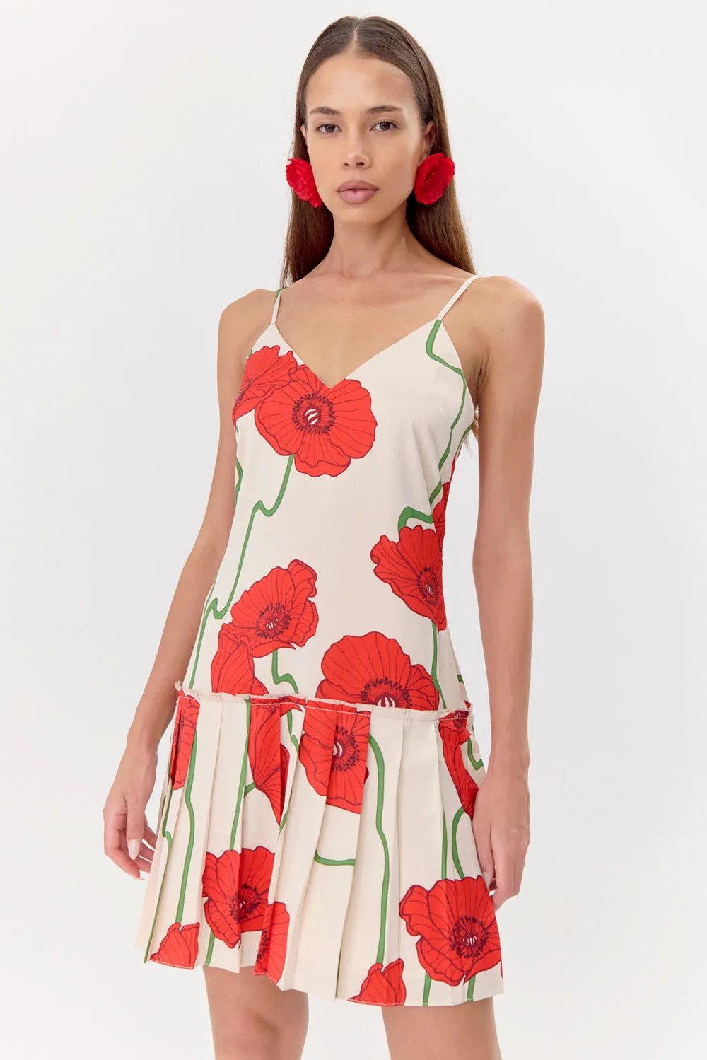 Camila Abstract Rose Print Pleated Mini Dress sold by Adelyn Rae