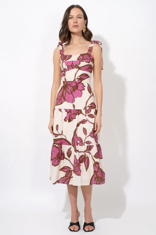 Melrose Shoulder Tie Printed Maxi Dress sold by Adelyn Rae