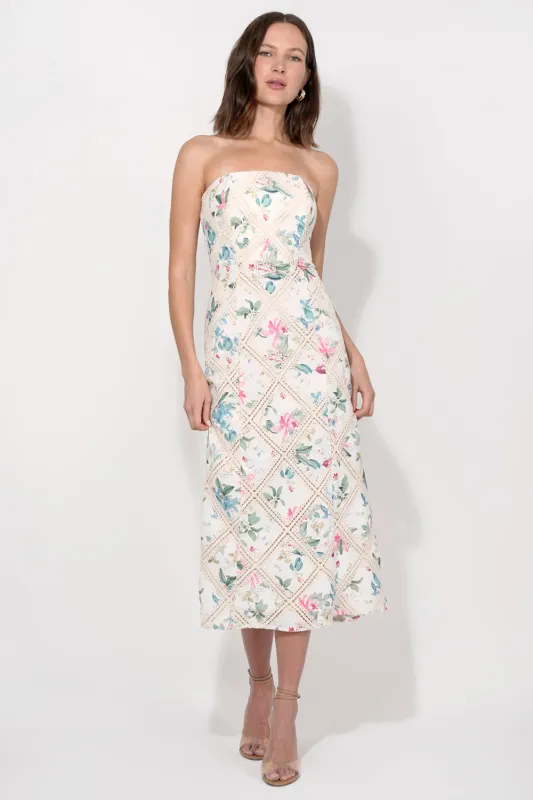 Manon Crochet Printed Strapless MIdi Dress sold by Adelyn Rae