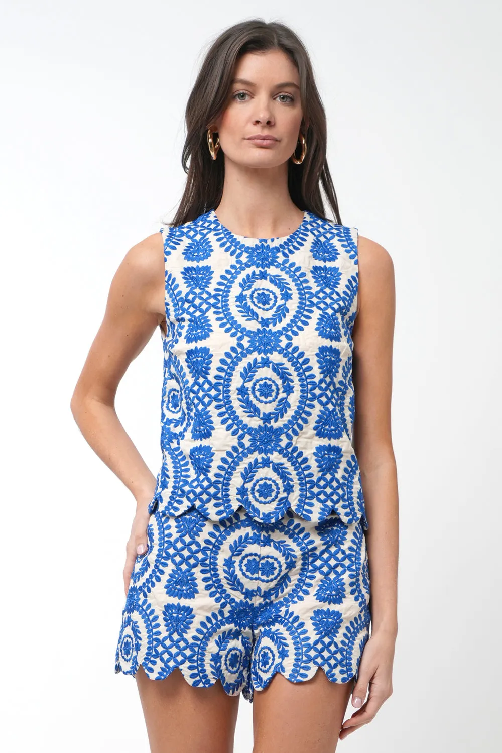 Joanne Scalloped Embroidered Tailored Shorts sold by Adelyn Rae product image thumbnail 4