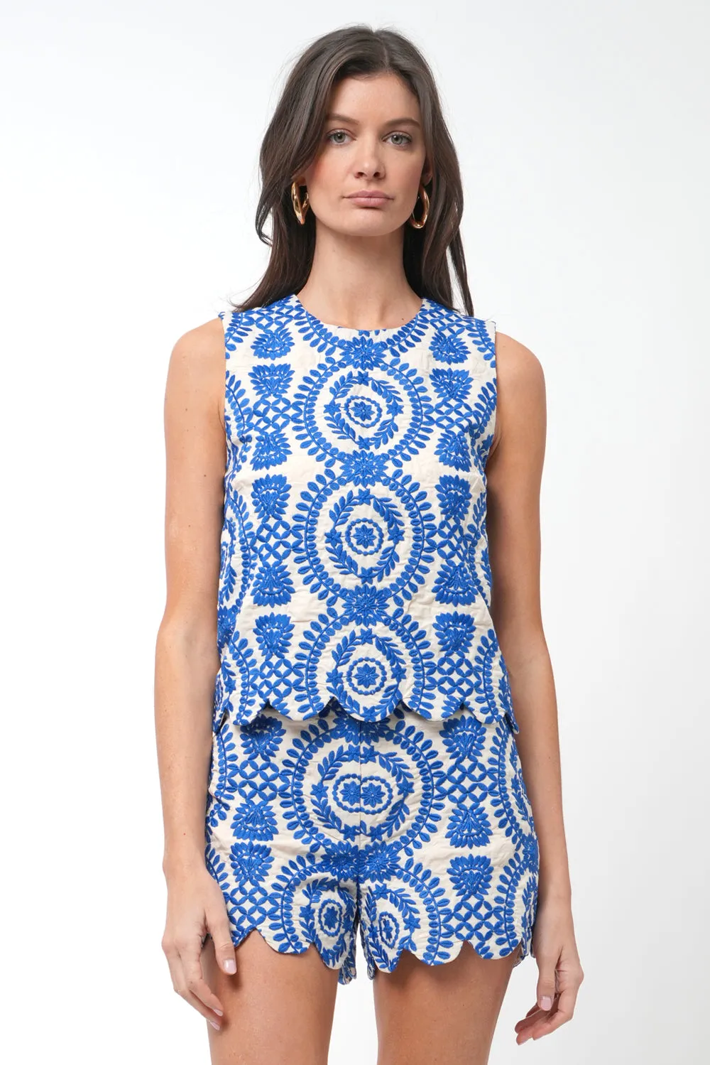 Joanne Scalloped Embroidered Tailored Shorts sold by Adelyn Rae product image thumbnail 3