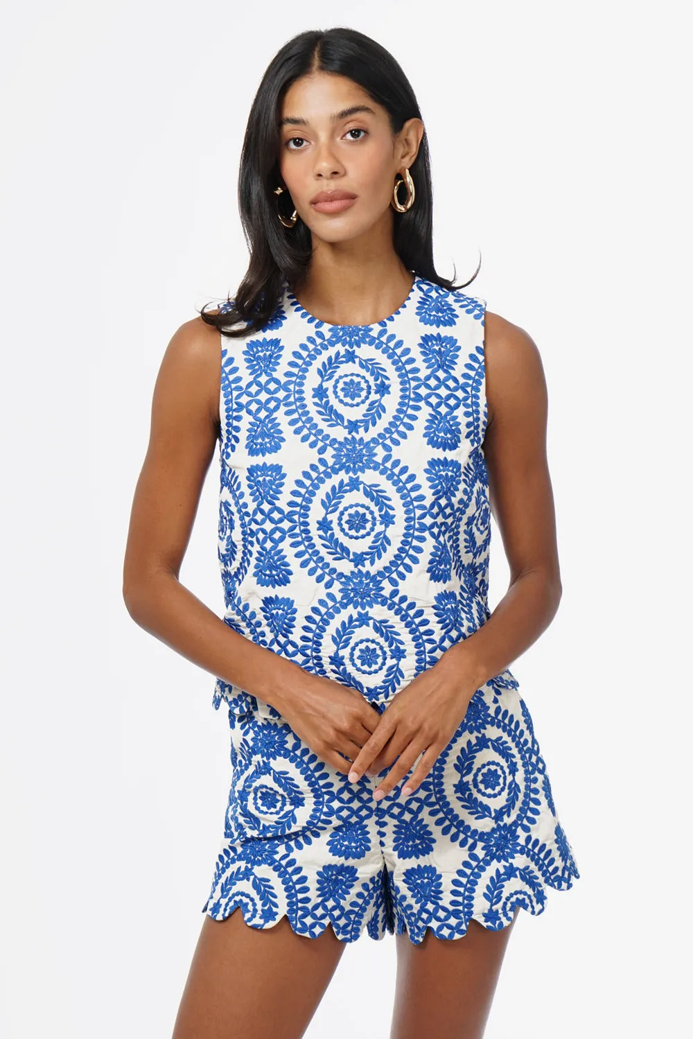 Joanne Scalloped Embroidered Tailored Shorts sold by Adelyn Rae product image thumbnail 2