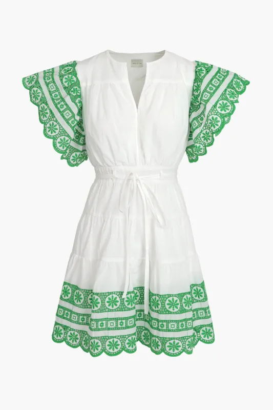 Nuelle Embroidered Ruffle Mini Dress sold by Adelyn Rae