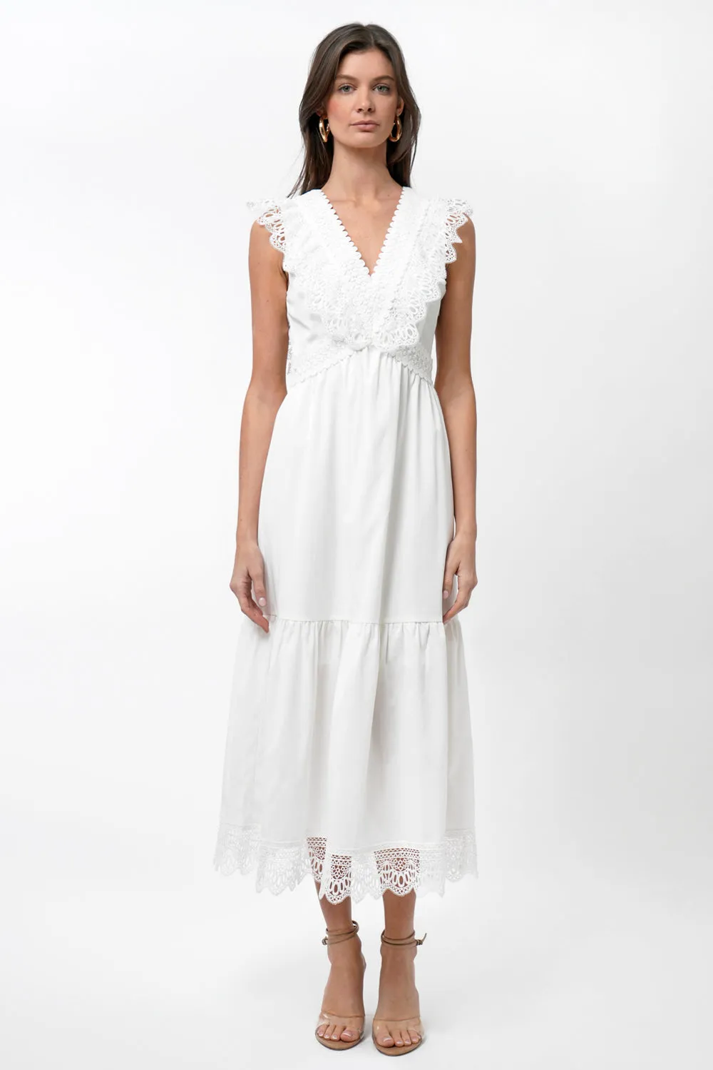 Adaline Floral Lace Trim Maxi Dress sold by Adelyn Rae