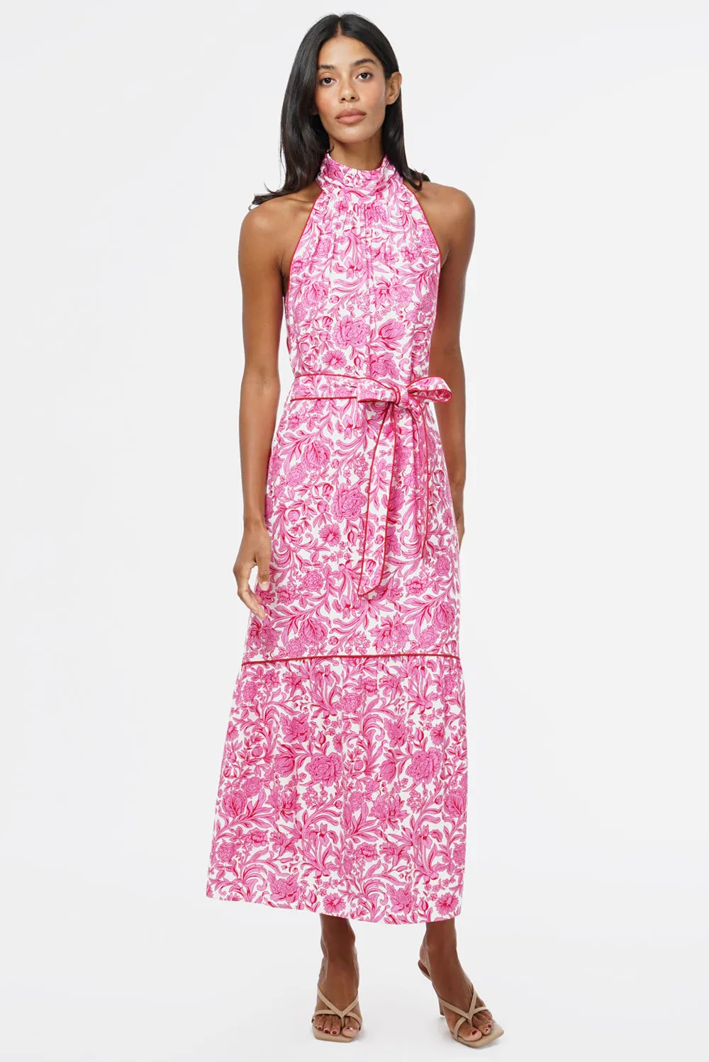 Maisy Floral Halter Neck Tie Printed Maxi Dress sold by Adelyn Rae product image thumbnail 3