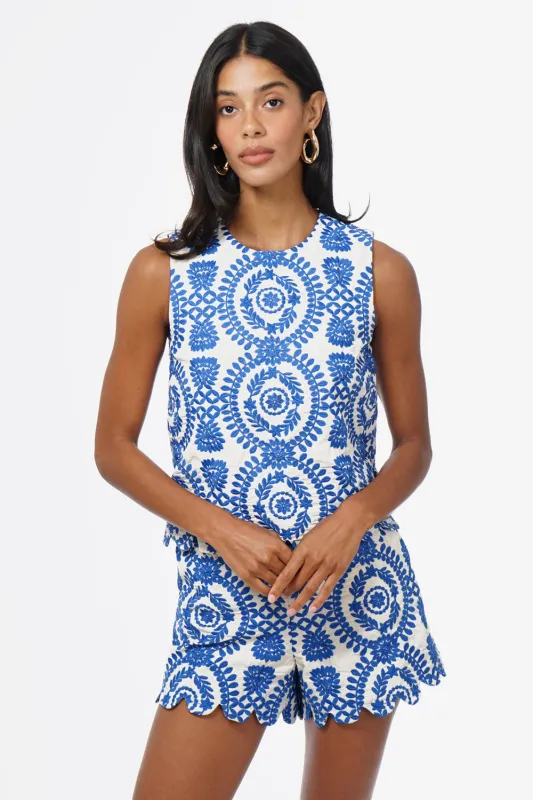 Joanne Scalloped Embroidered Shell Top made by Adelyn Rae