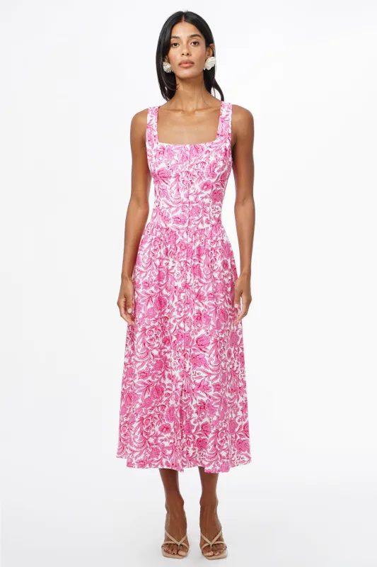 Rina Ballerina Floral Printed Midi Dress sold by Adelyn Rae