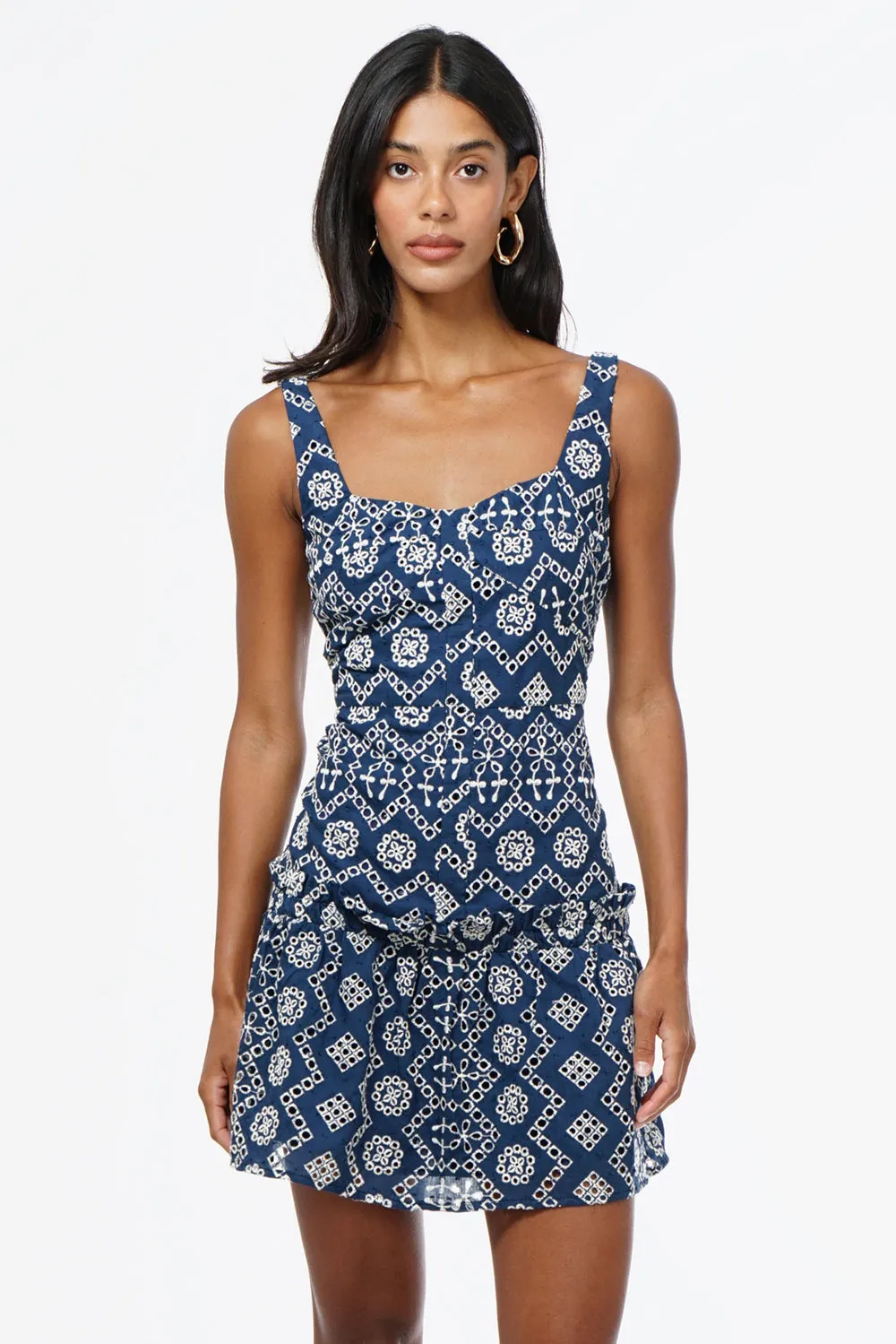 Vanni Cotton Eyelet Drop Waist Mini Dress sold by Adelyn Rae product image thumbnail 3