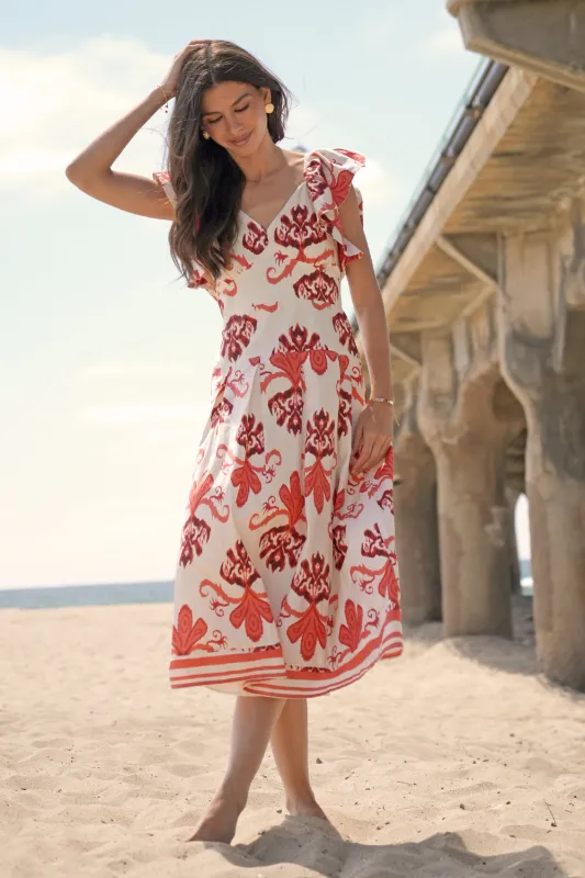 Rosa Flutter Sleeve Midi Dress sold by Adelyn Rae