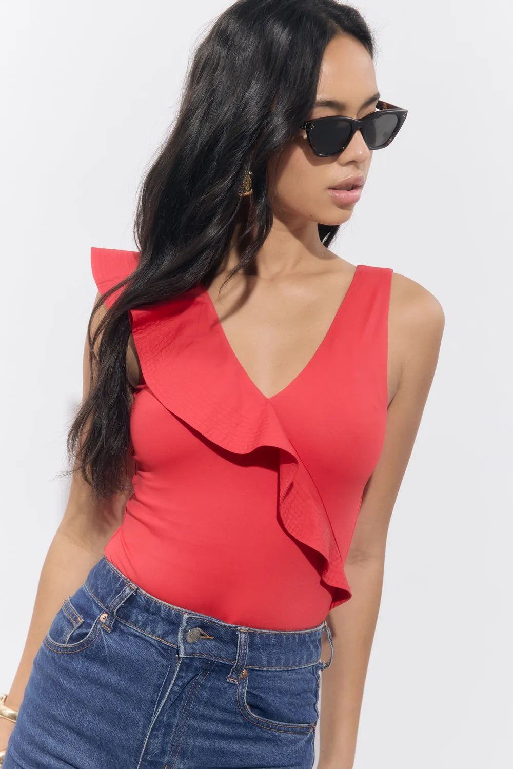 Palmas Asymmetrical Ruffle Bodysuit sold by Adelyn Rae product image thumbnail 2