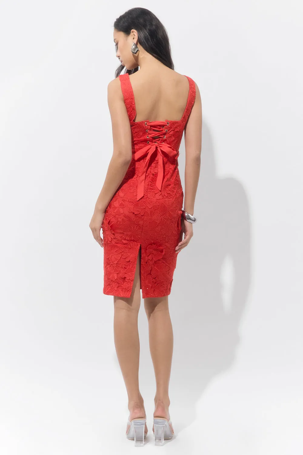 Vonna 3D Lace Up Midi Dress sold by Adelyn Rae product image thumbnail 2
