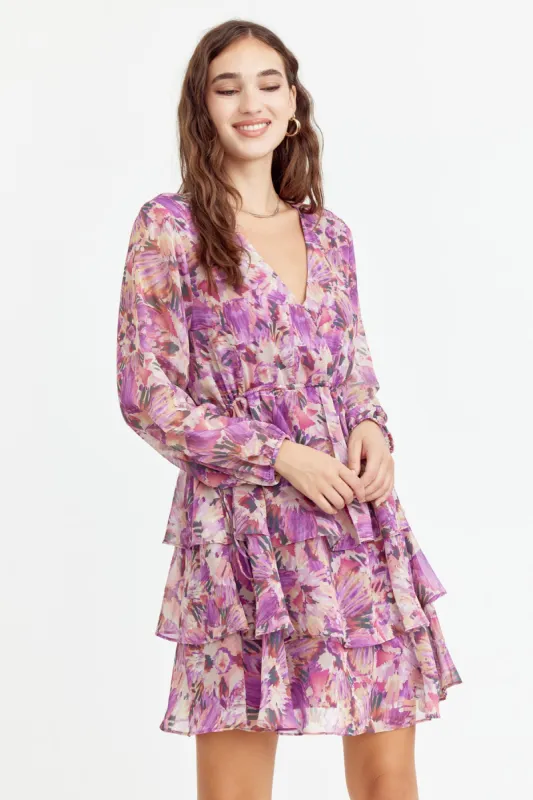 Isabella Side Tie Ruffle Tiered Mini Dress sold by Adelyn Rae