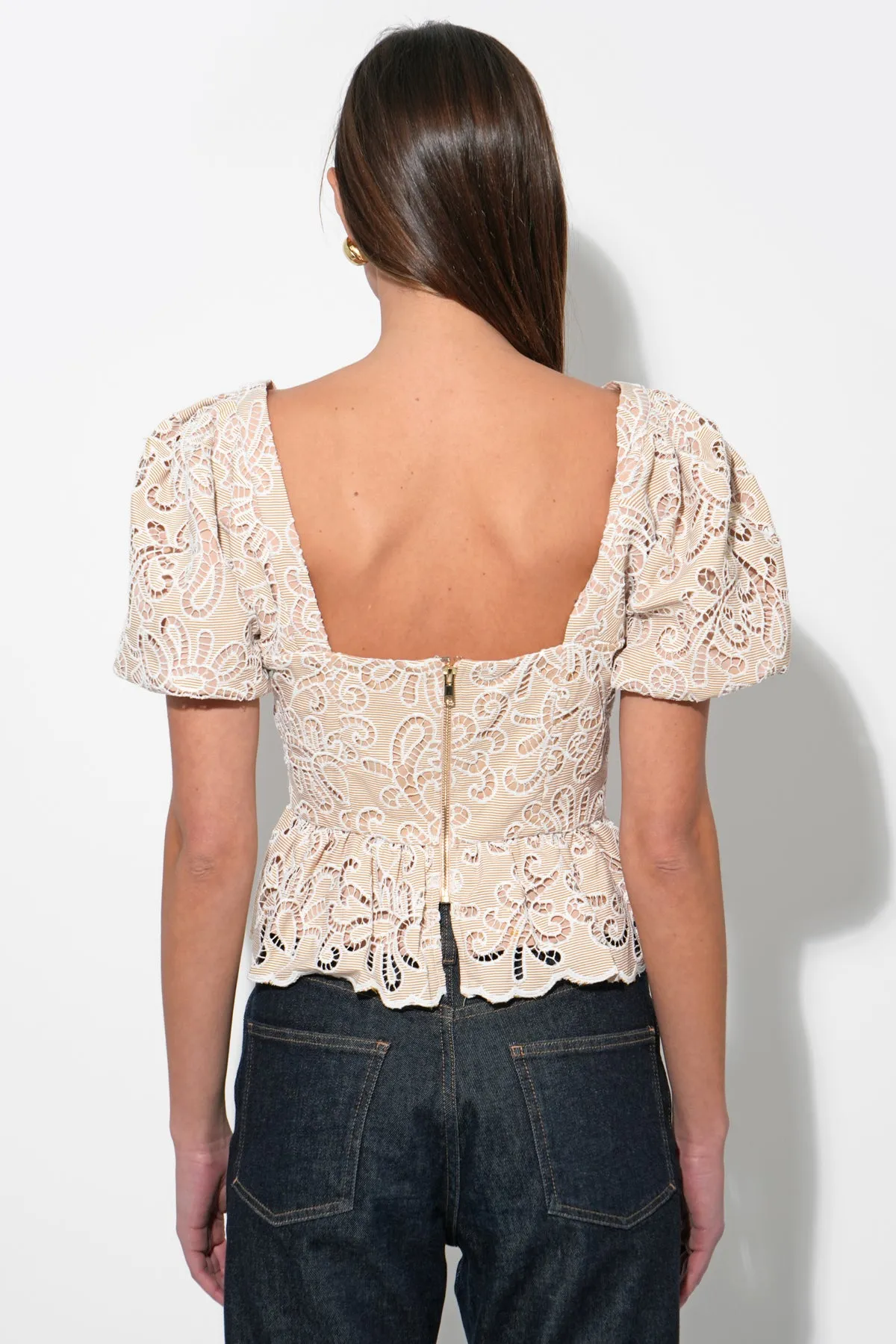 Alan Puff Sleeve Embroidered Eyelet Top sold by Adelyn Rae product image thumbnail 4