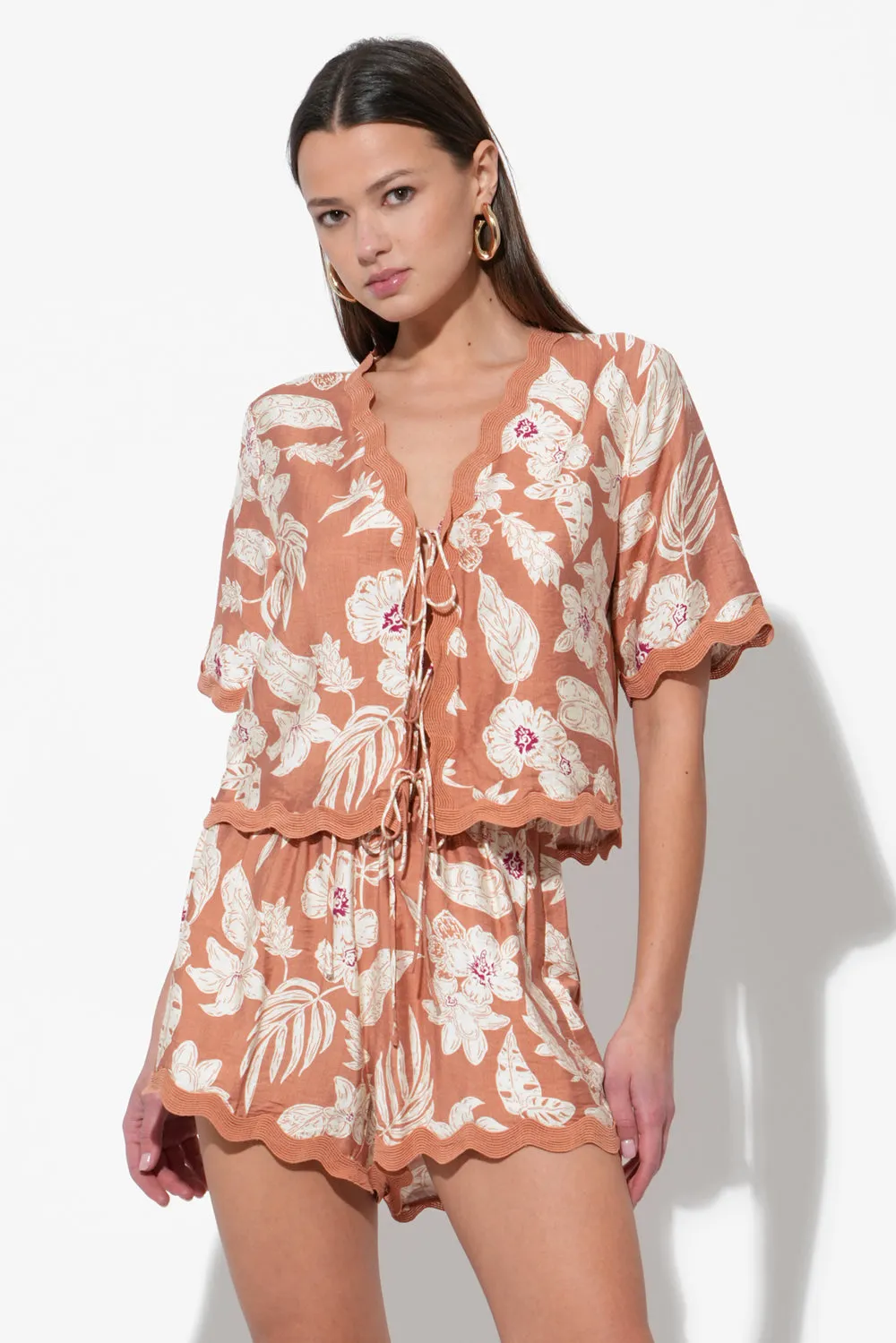 Karina Printed Top with Mini Front Ties sold by Adelyn Rae