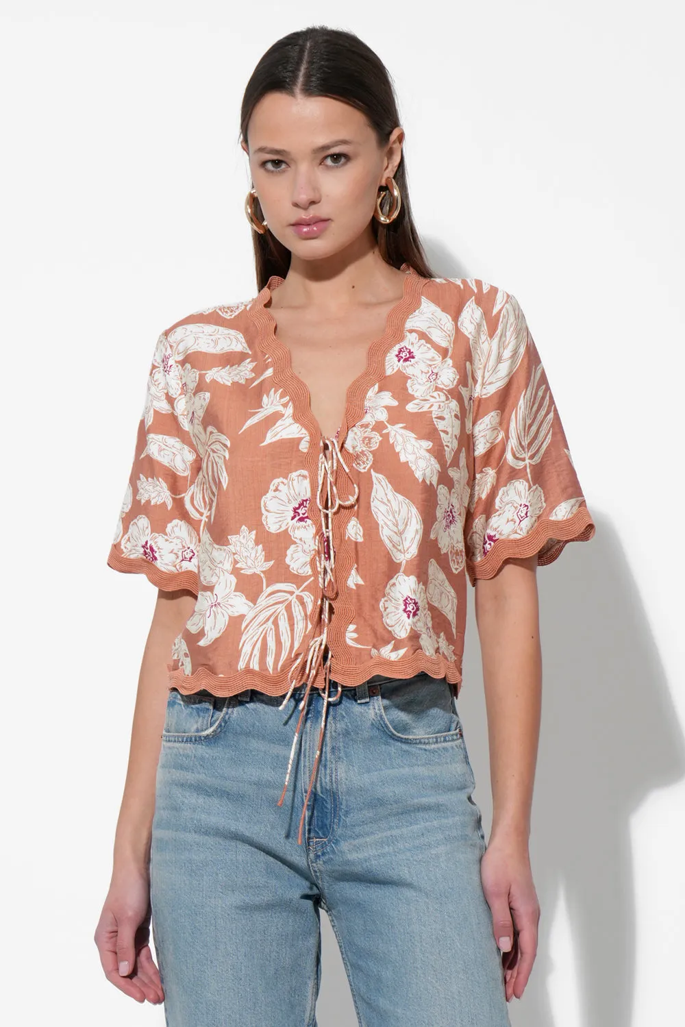 Karina Printed Top with Mini Front Ties sold by Adelyn Rae product image thumbnail 4