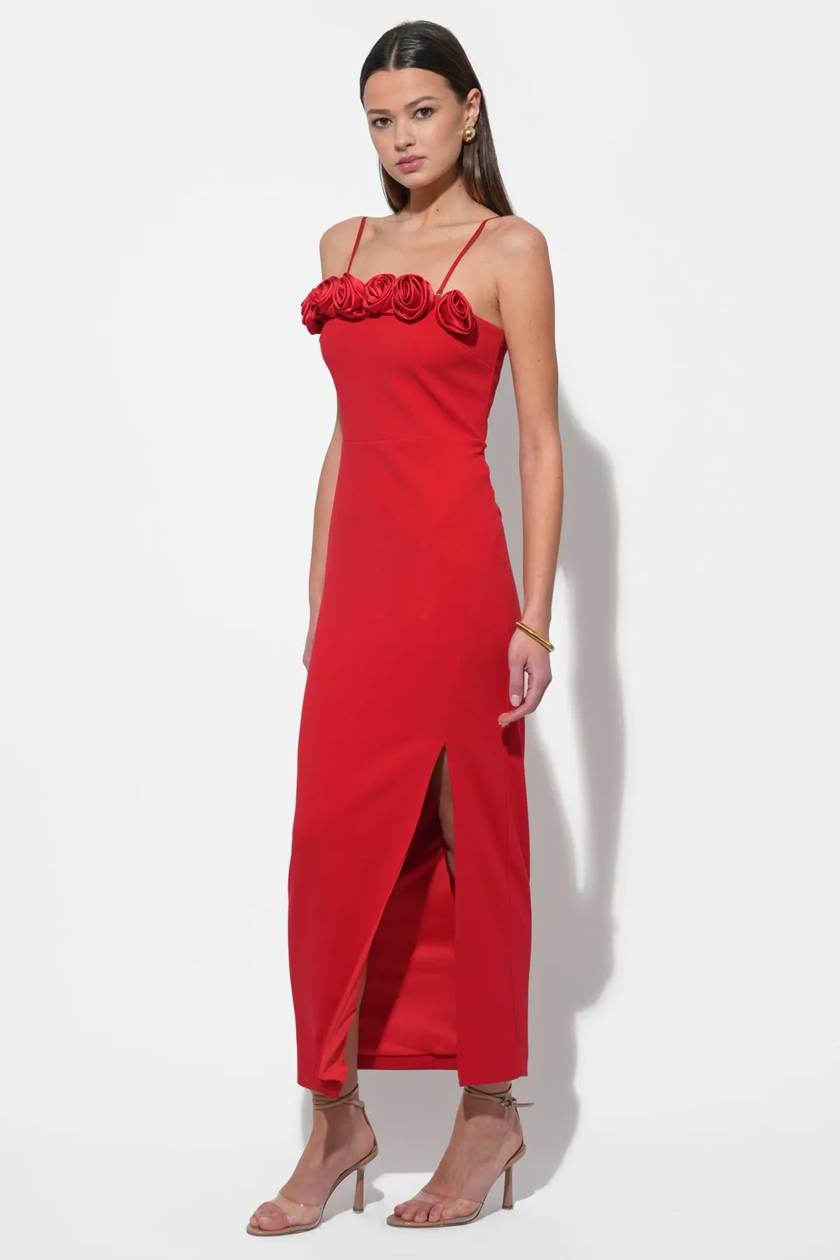 Solana Rosette Stretch Removable Straps Midi Dress sold by Adelyn Rae product image thumbnail 3