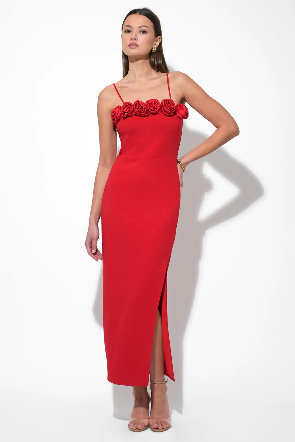 Solana Rosette Stretch Removable Straps Midi Dress sold by Adelyn Rae product image thumbnail 2