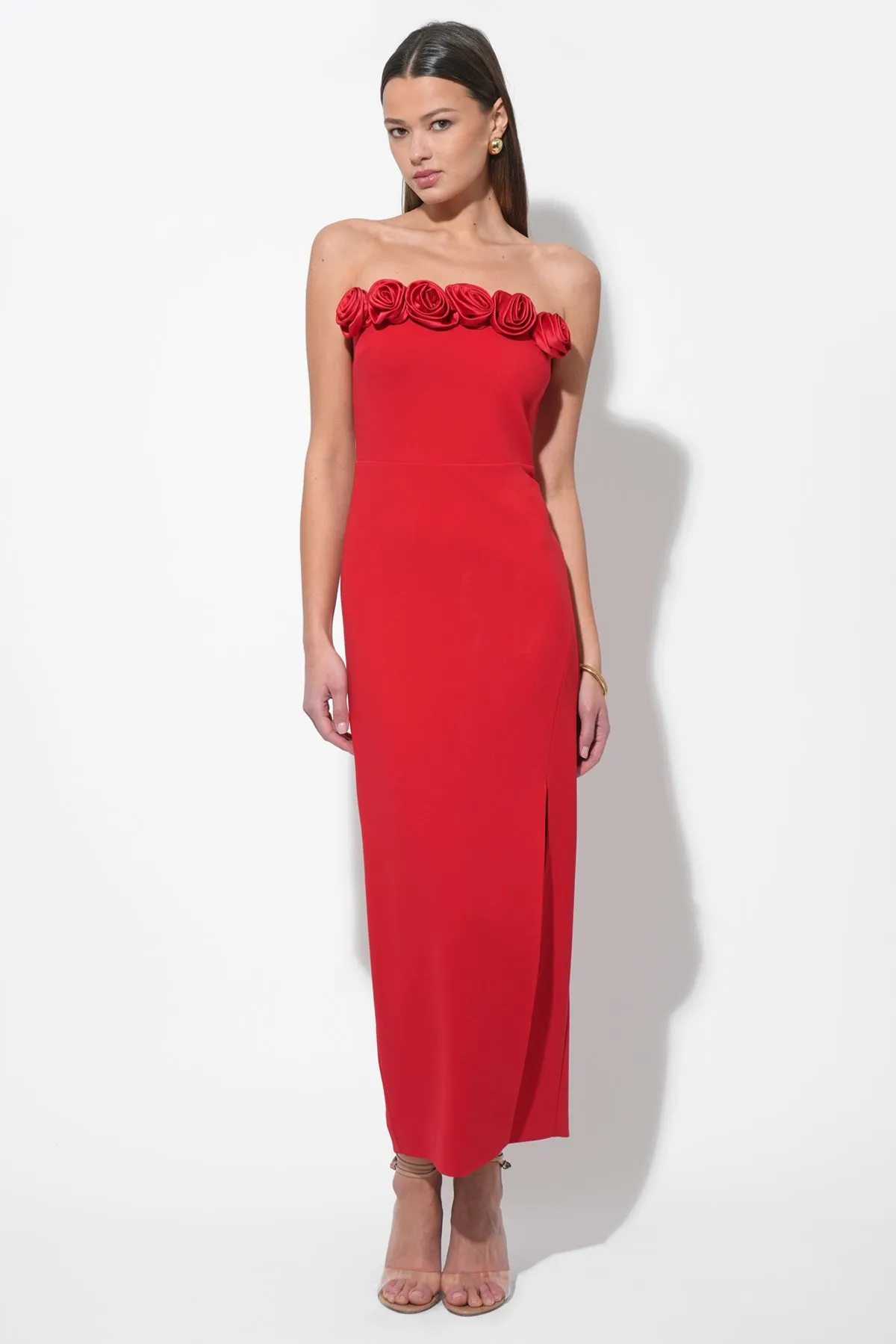 Solana Rosette Stretch Removable Straps Midi Dress sold by Adelyn Rae